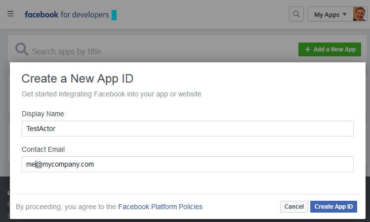 Facebook Messenger: Create a New App Id
