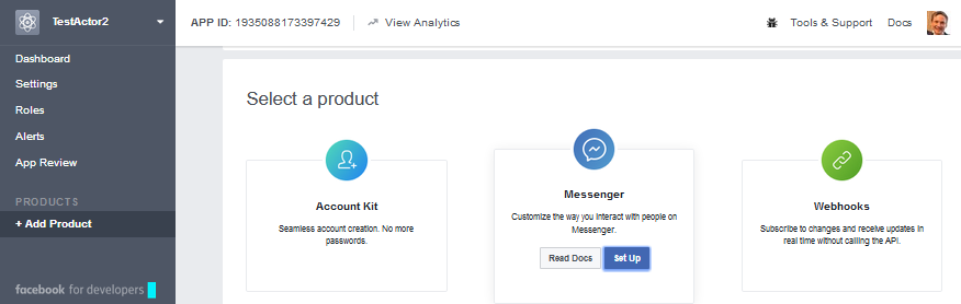 Facebook Messenger: Select product category